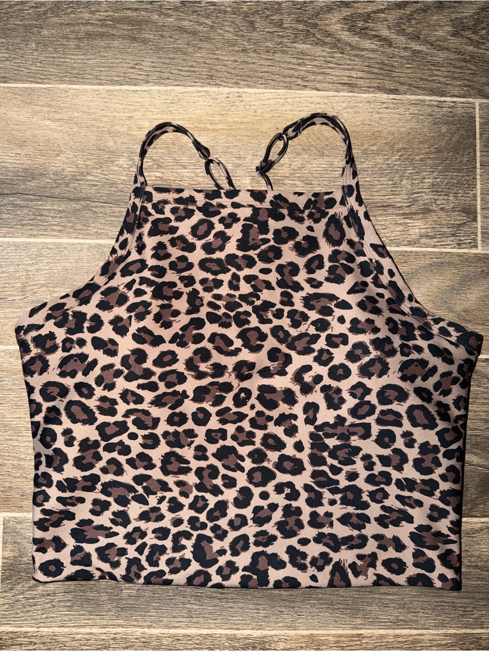Leopard Print Pink Crop Tank Top with Adjustable Straps